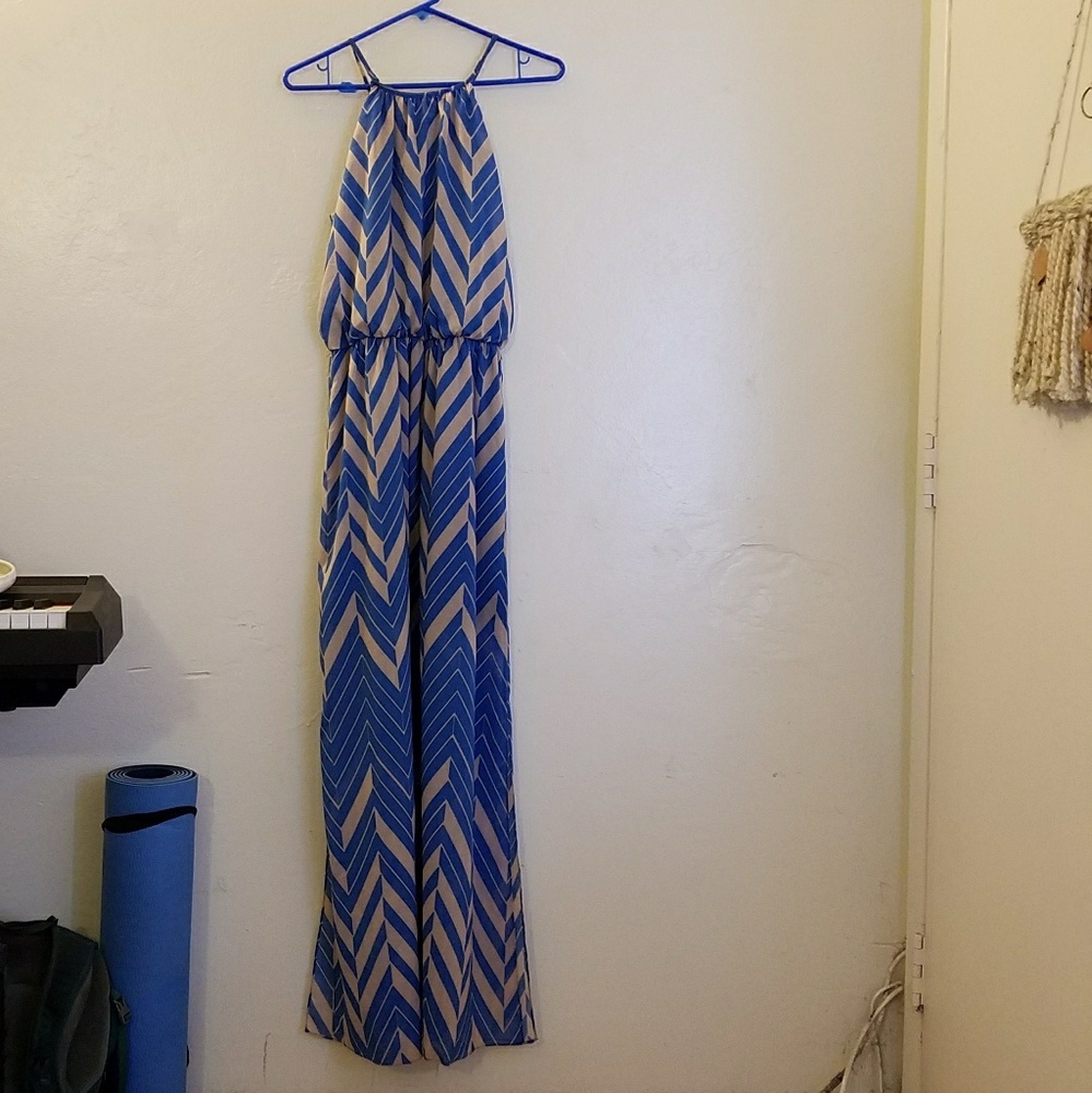Blue patterned maxi dress